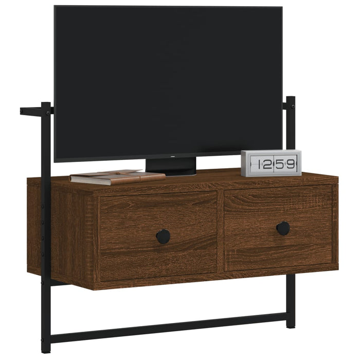 Dulap TV montat pe perete, stejar maro, 60,5x30x51 cm, lemn - WALTI WALTI
