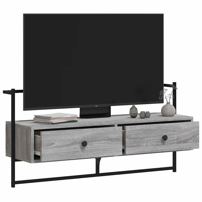 Dulap TV montat pe perete, gri sonoma, 100,5x30x51 cm, lemn - WALTI WALTI
