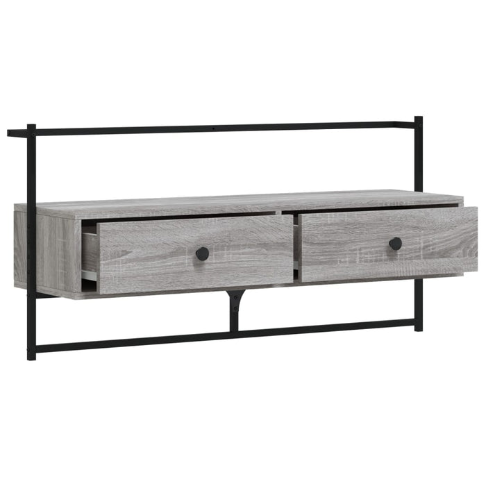 Dulap TV montat pe perete, gri sonoma, 100,5x30x51 cm, lemn - WALTI WALTI