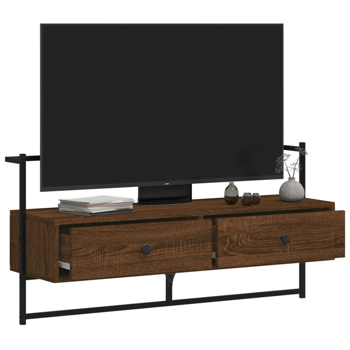 Dulap TV montat pe perete, stejar maro, 100,5x30x51 cm, lemn - WALTI WALTI