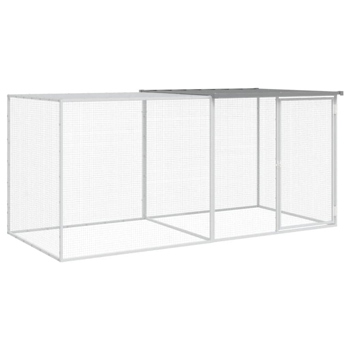 Coteț pui cu acoperiș gri deschis 203x98x90 cm oțel galvanizat - WALTI WALTI