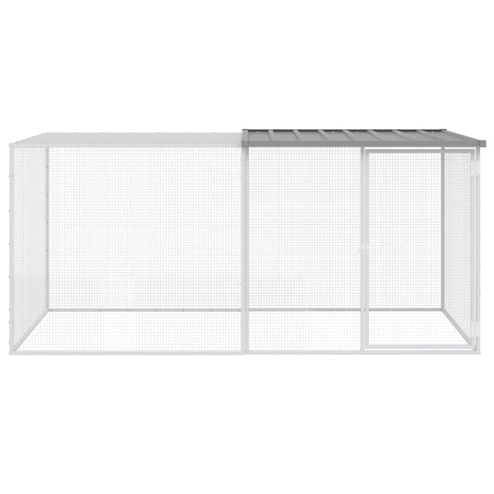 Coteț pui cu acoperiș gri deschis 203x98x90 cm oțel galvanizat - WALTI WALTI