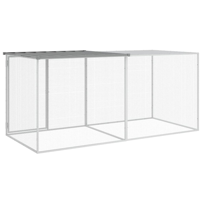 Coteț pui cu acoperiș gri deschis 203x98x90 cm oțel galvanizat - WALTI WALTI