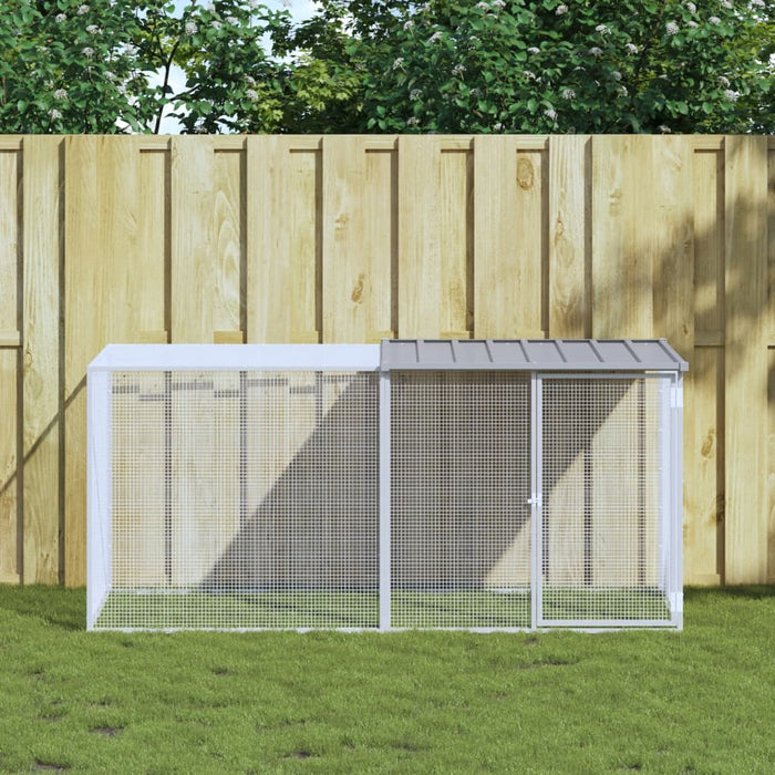 Coteț pui cu acoperiș gri deschis 203x98x90 cm oțel galvanizat - WALTI WALTI