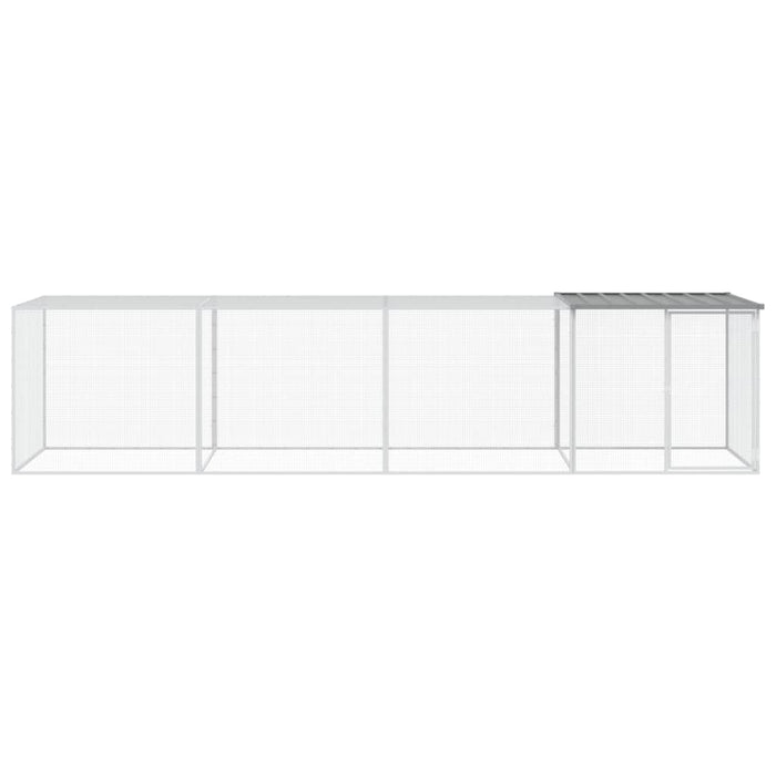 Coteț pui cu acoperiș gri deschis 403x98x90 cm oțel galvanizat - WALTI WALTI