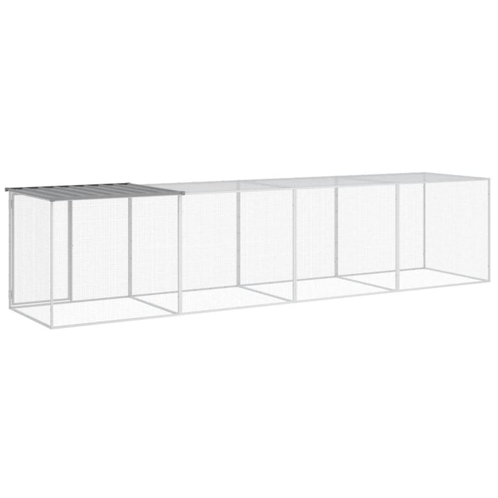 Coteț pui cu acoperiș gri deschis 403x98x90 cm oțel galvanizat - WALTI WALTI