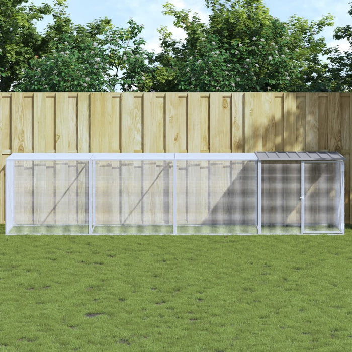 Coteț pui cu acoperiș gri deschis 403x98x90 cm oțel galvanizat - WALTI WALTI