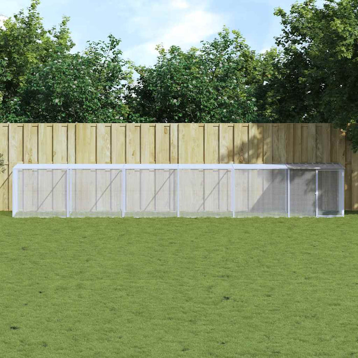 Coteț pui cu acoperiș gri deschis 603x98x90 cm oțel galvanizat - WALTI WALTI