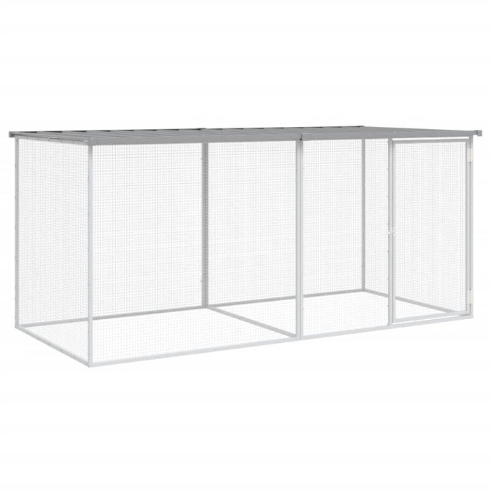 Cușcă pentru găini cu acoperiș, gri deschis, 203x98x90 cm, oțel galvanizat WALTI