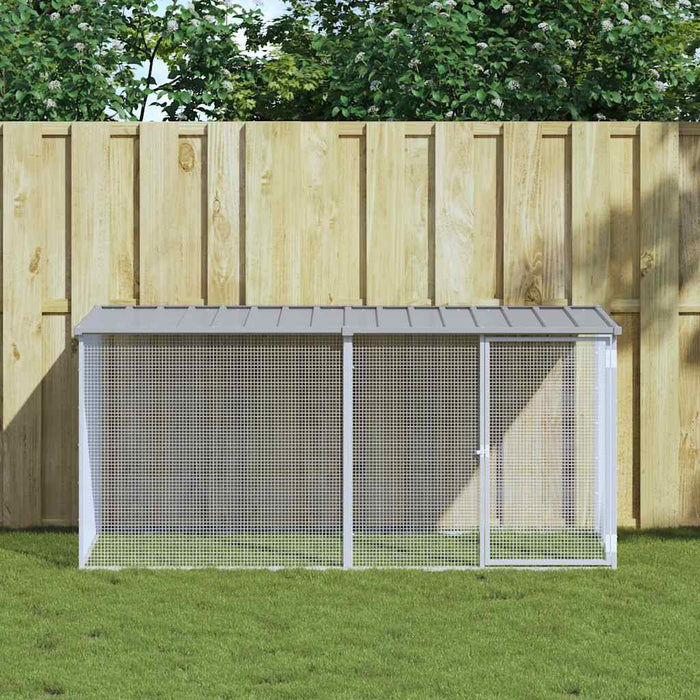Cușcă pentru găini cu acoperiș, gri deschis, 203x98x90 cm, oțel galvanizat WALTI