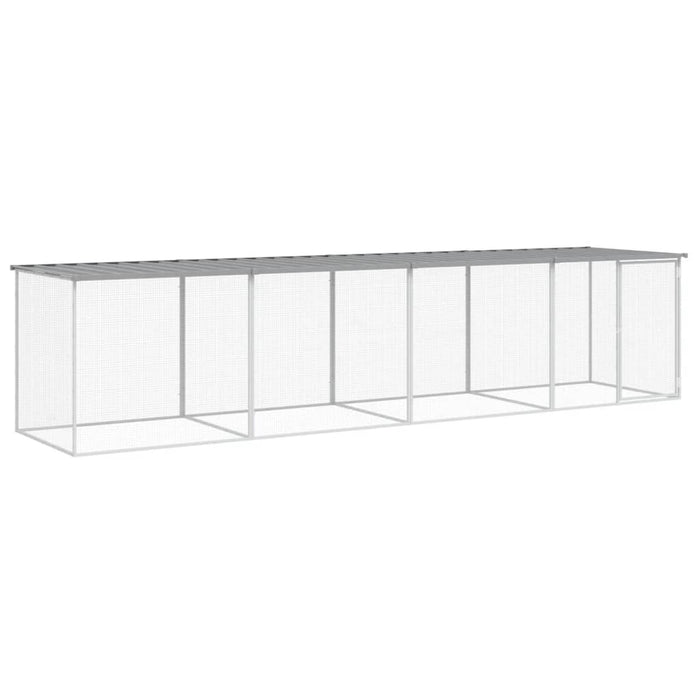 Coteț pui cu acoperiș gri deschis 403x98x90 cm oțel galvanizat - WALTI WALTI
