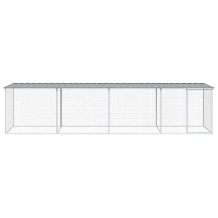 Coteț pui cu acoperiș gri deschis 403x98x90 cm oțel galvanizat - WALTI WALTI