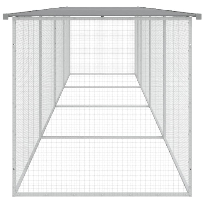 Coteț pui cu acoperiș gri deschis 403x98x90 cm oțel galvanizat - WALTI WALTI