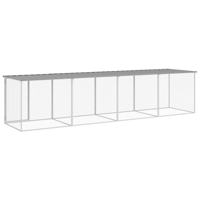 Coteț pui cu acoperiș gri deschis 403x98x90 cm oțel galvanizat - WALTI WALTI