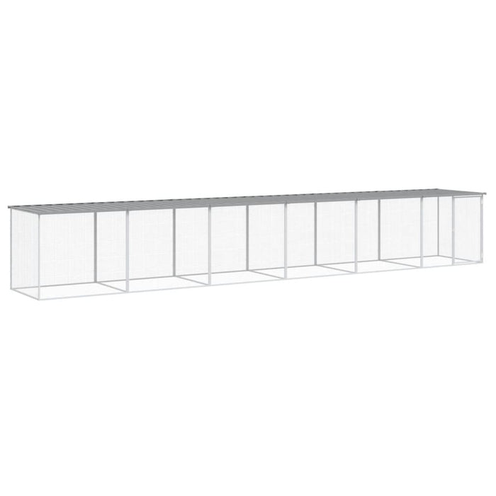 Coteț pui cu acoperiș gri deschis 603x98x90 cm oțel galvanizat - WALTI WALTI