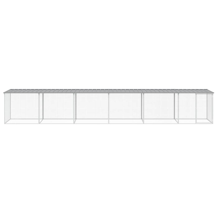 Coteț pui cu acoperiș gri deschis 603x98x90 cm oțel galvanizat - WALTI WALTI
