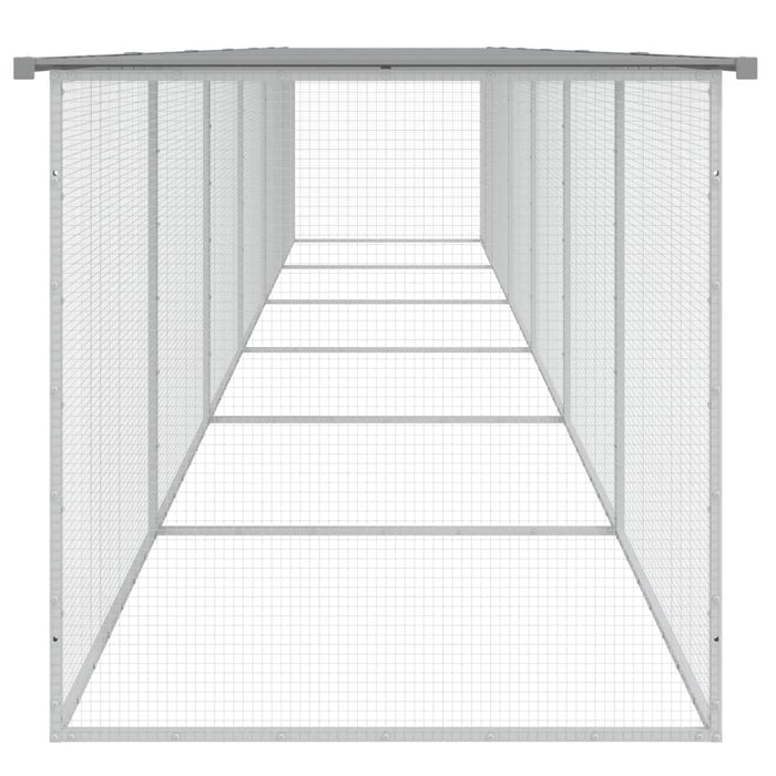 Coteț pui cu acoperiș gri deschis 603x98x90 cm oțel galvanizat - WALTI WALTI
