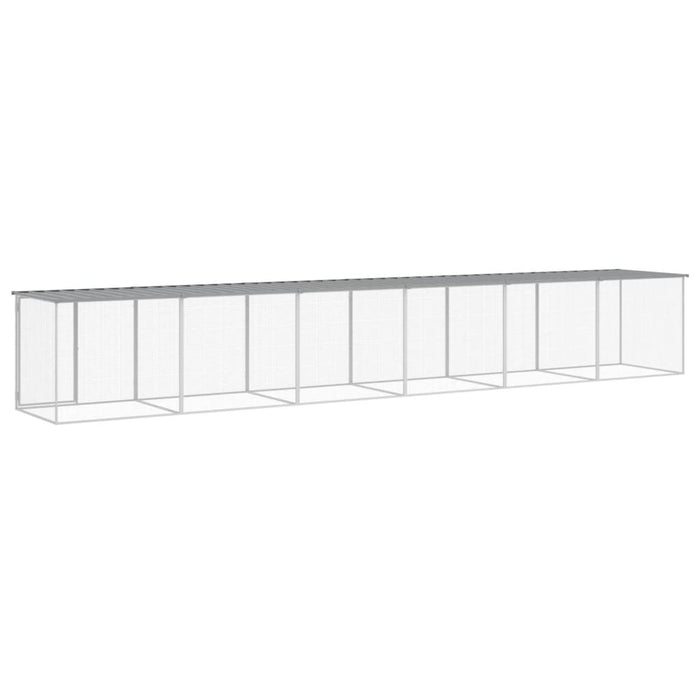 Coteț pui cu acoperiș gri deschis 603x98x90 cm oțel galvanizat - WALTI WALTI