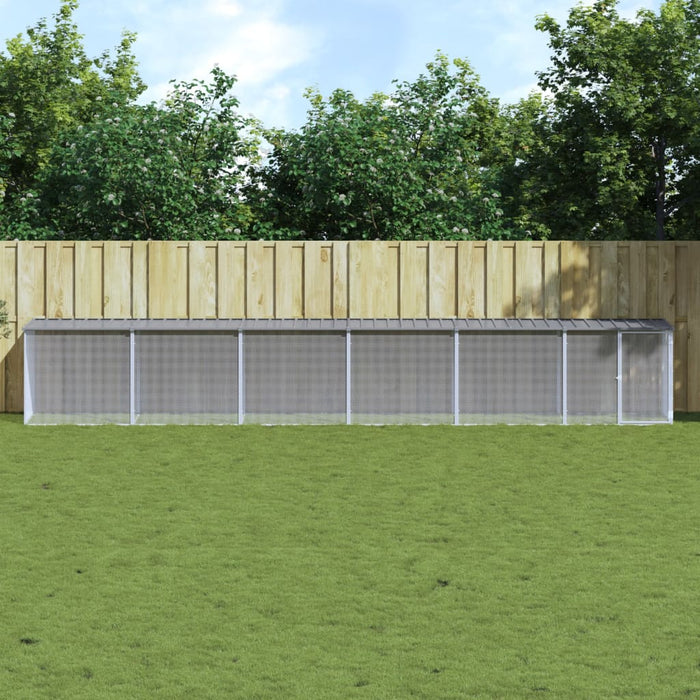 Coteț pui cu acoperiș gri deschis 603x98x90 cm oțel galvanizat - WALTI WALTI