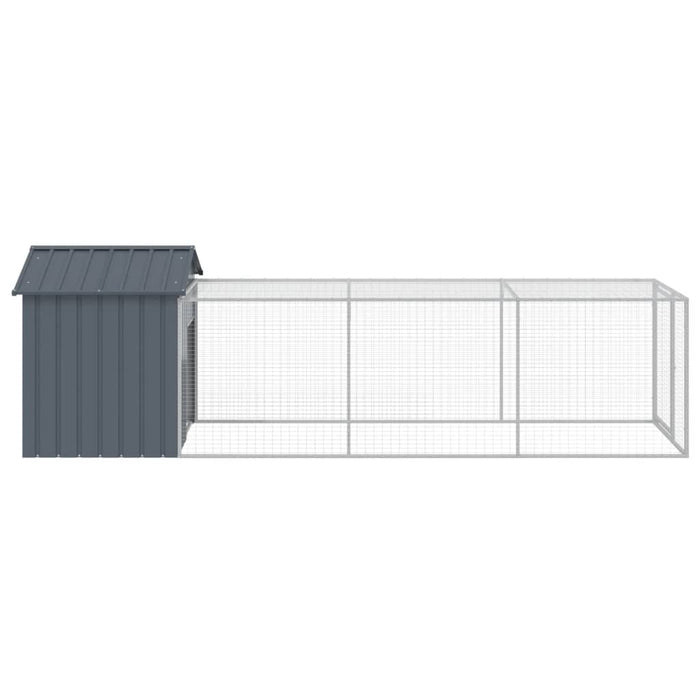 Coteț de pui cu țarc antracit 117x405x123 cm oțel galvanizat - WALTI WALTI