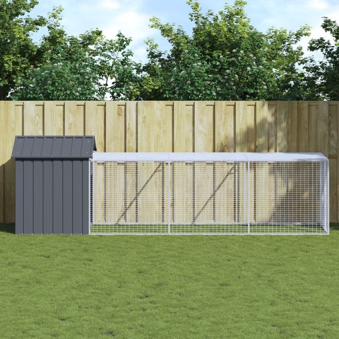 Coteț de pui cu țarc antracit 117x405x123 cm oțel galvanizat - WALTI WALTI