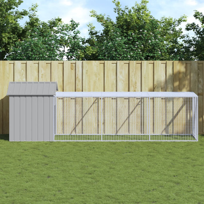 Coteț pui cu incintă gri deschis 117x405x123 cm oțel galvanizat - WALTI WALTI