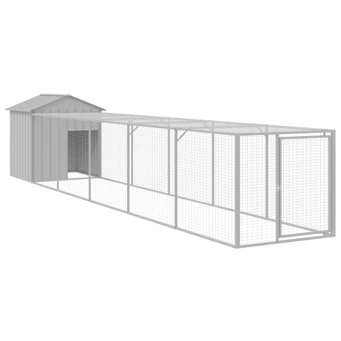Coteț pui cu incintă gri deschis 117x609x123 cm oțel galvanizat - WALTI WALTI