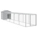 Coteț pui cu incintă gri deschis 117x609x123 cm oțel galvanizat - WALTI WALTI