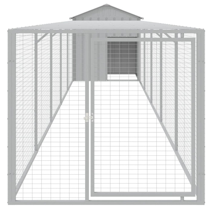 Coteț pui cu incintă gri deschis 117x609x123 cm oțel galvanizat - WALTI WALTI