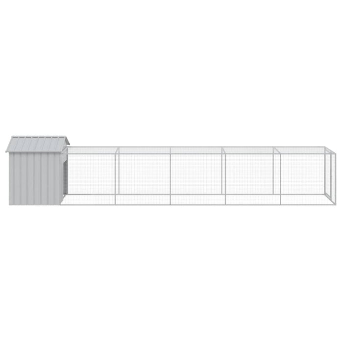 Coteț pui cu incintă gri deschis 117x609x123 cm oțel galvanizat - WALTI WALTI