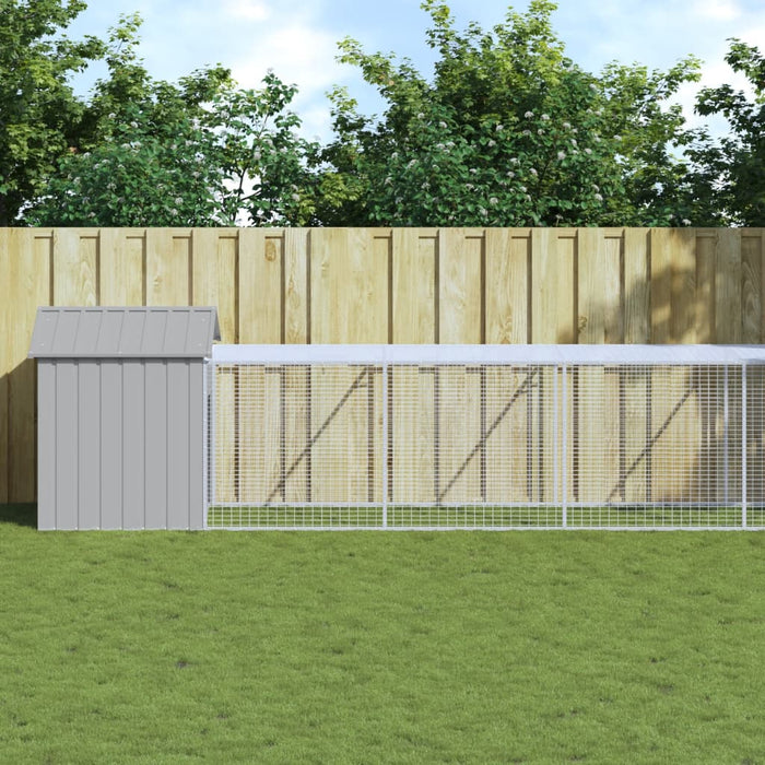 Coteț pui cu incintă gri deschis 117x1221x123cm oțel galvanizat - WALTI WALTI