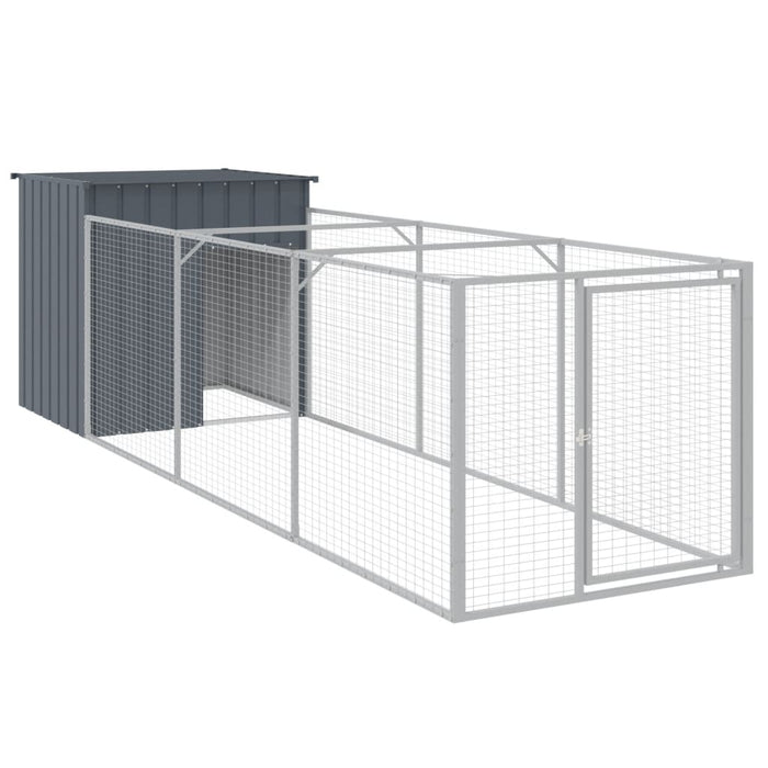 Cușcă câine cu țarc antracit 110x405x110 cm oțel galvanizat - WALTI WALTI
