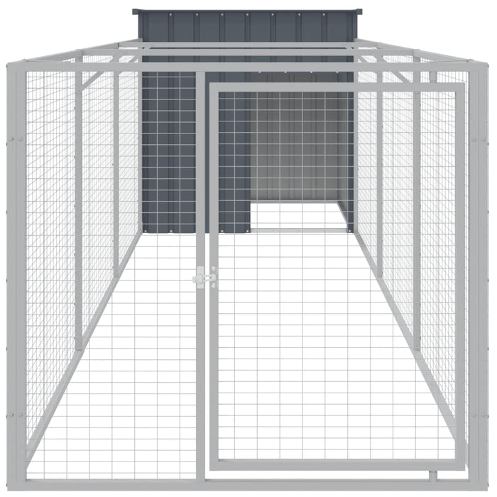 Cușcă câine cu țarc antracit 110x405x110 cm oțel galvanizat - WALTI WALTI