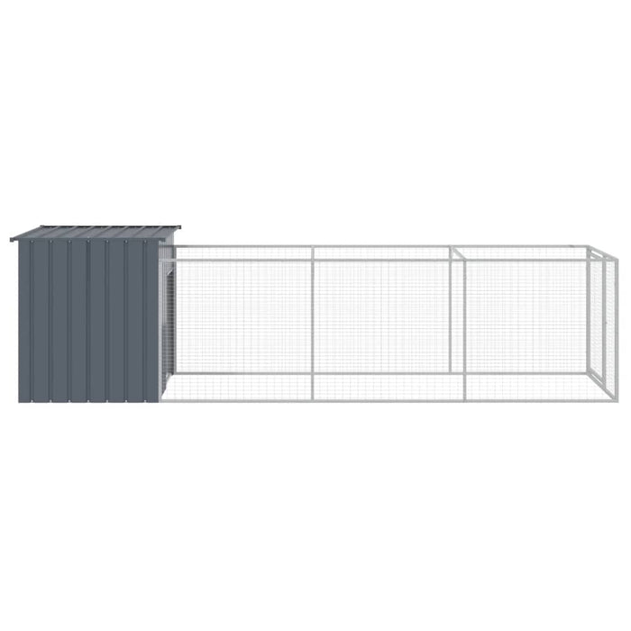 Cușcă câine cu țarc antracit 110x405x110 cm oțel galvanizat - WALTI WALTI