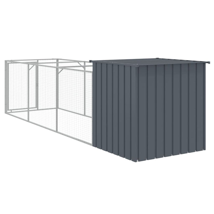 Cușcă câine cu țarc antracit 110x405x110 cm oțel galvanizat - WALTI WALTI