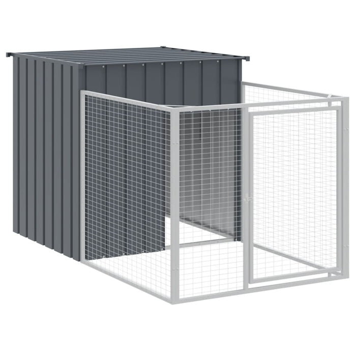 Cușcă câine cu țarc antracit 110x405x110 cm oțel galvanizat - WALTI WALTI