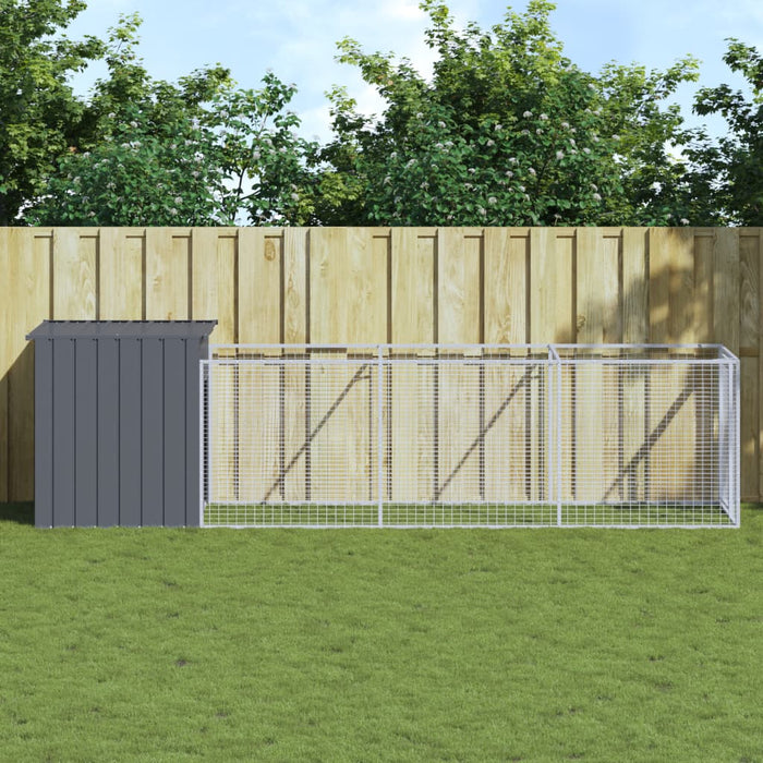 Cușcă câine cu țarc antracit 110x405x110 cm oțel galvanizat - WALTI WALTI