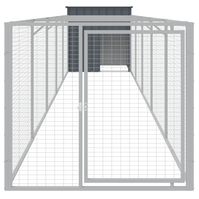 Cușcă câine cu țarc antracit 110x609x110 cm oțel galvanizat - WALTI WALTI