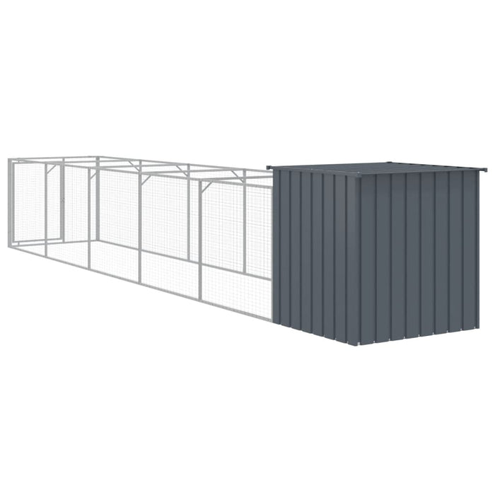 Cușcă câine cu țarc antracit 110x609x110 cm oțel galvanizat - WALTI WALTI