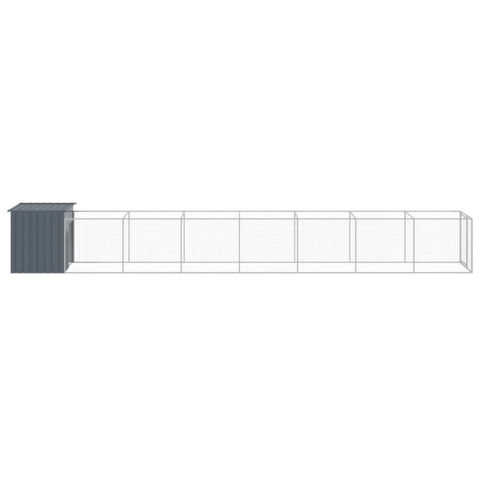 Cușcă câine cu țarc antracit 110x813x110 cm oțel galvanizat - WALTI WALTI