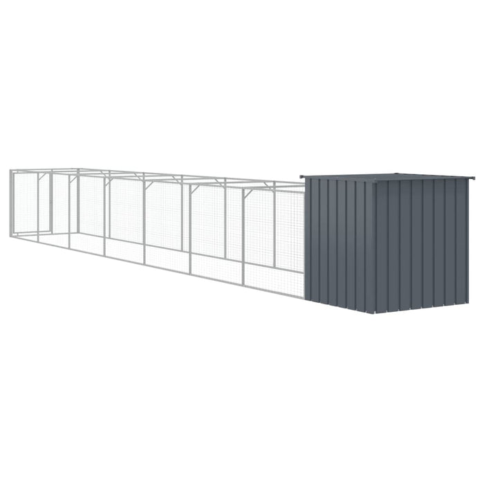 Cușcă câine cu țarc antracit 110x813x110 cm oțel galvanizat - WALTI WALTI