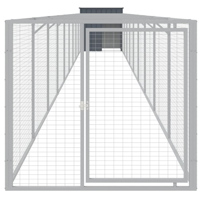 Cușcă câine cu țarc antracit 110x1017x110 cm oțel galvanizat - WALTI WALTI
