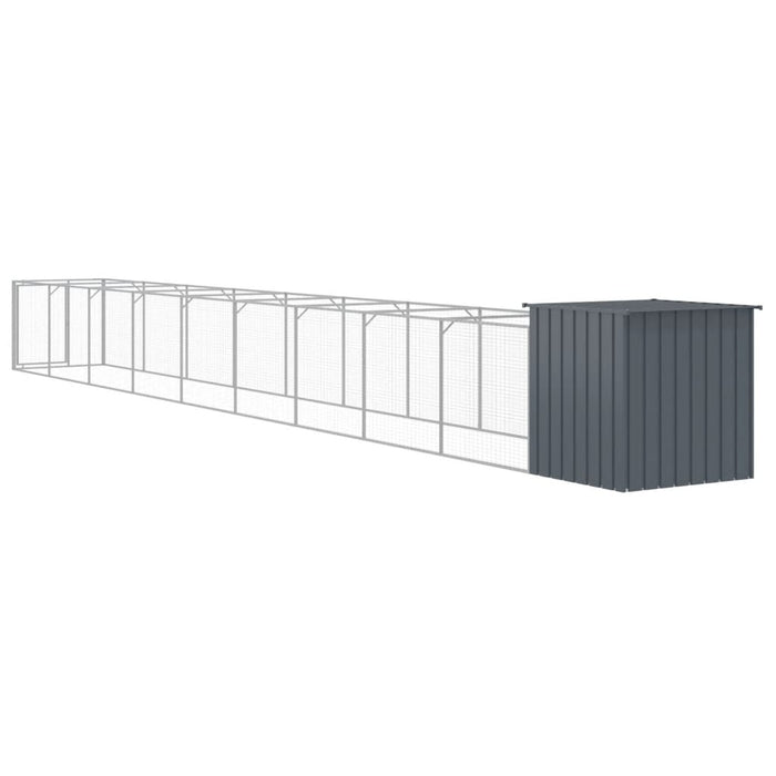 Cușcă câine cu țarc antracit 110x1017x110 cm oțel galvanizat - WALTI WALTI