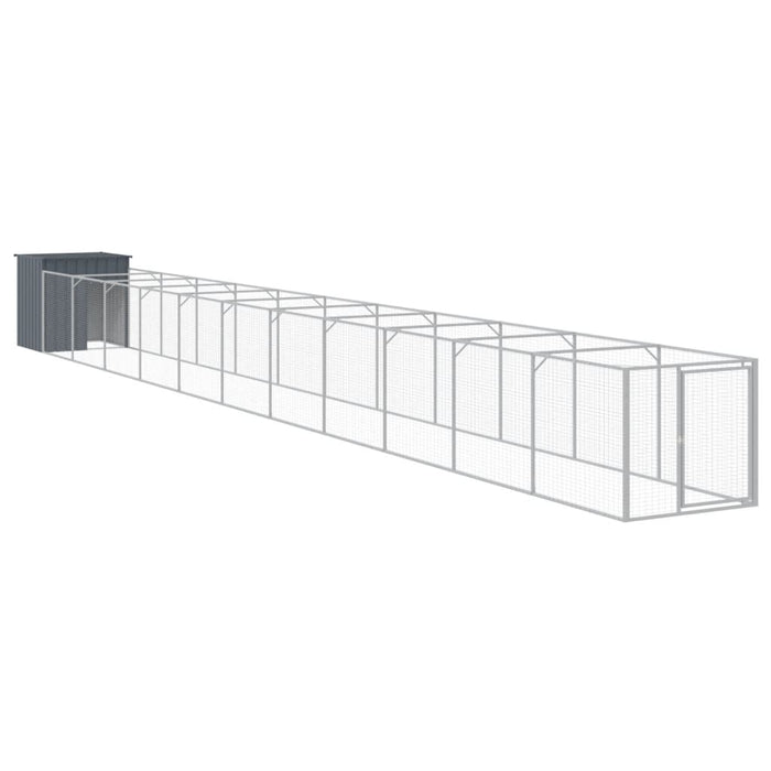 Cușcă câine cu țarc antracit 110x1221x110 cm oțel galvanizat - WALTI WALTI