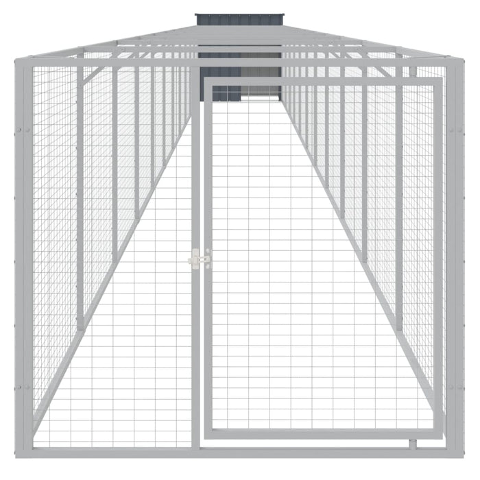 Cușcă câine cu țarc antracit 110x1221x110 cm oțel galvanizat - WALTI WALTI