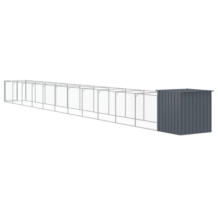 Cușcă câine cu țarc antracit 110x1221x110 cm oțel galvanizat - WALTI WALTI