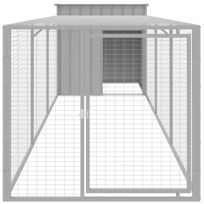 Coteț pui cu incintă gri deschis 110x405x110 cm oțel galvanizat - WALTI WALTI