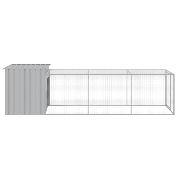Coteț pui cu incintă gri deschis 110x405x110 cm oțel galvanizat - WALTI WALTI