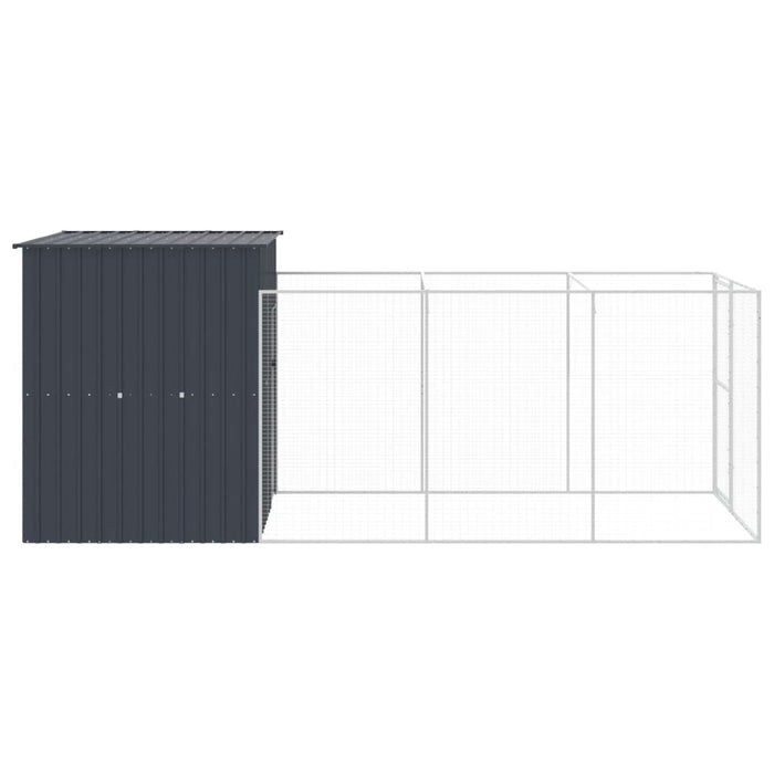 Cușcă câine cu țarc antracit 165x455x181 cm oțel galvanizat - WALTI WALTI