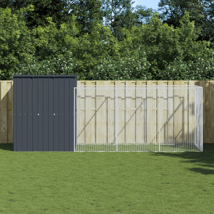 Cușcă câine cu țarc antracit 165x455x181 cm oțel galvanizat - WALTI WALTI